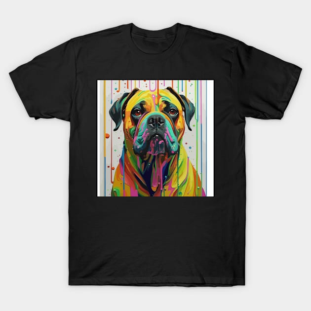 ink art Half portrait happy bullmastiff dog in a room filled with paint T-Shirt by NIKA13